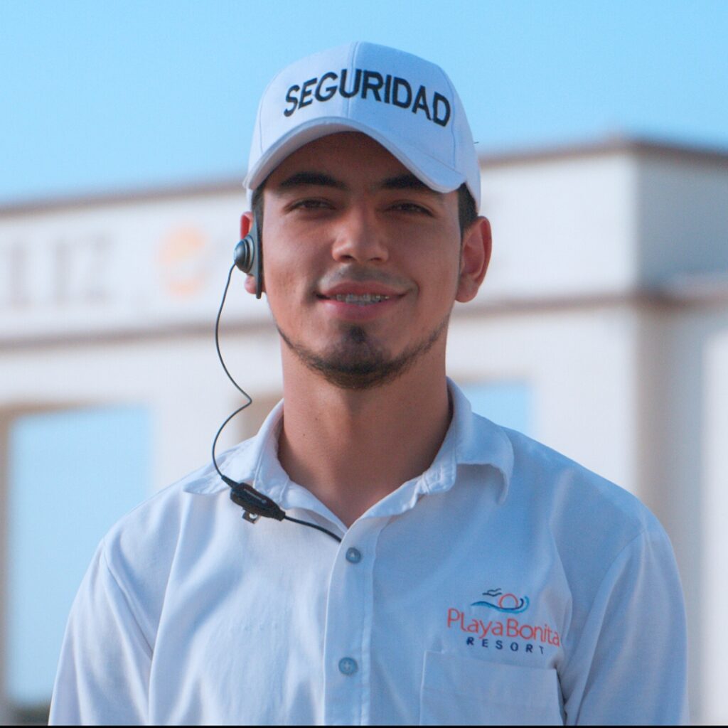 Security staff member at Playa Bonita Resort in Rocky Point providing 24/7 protection