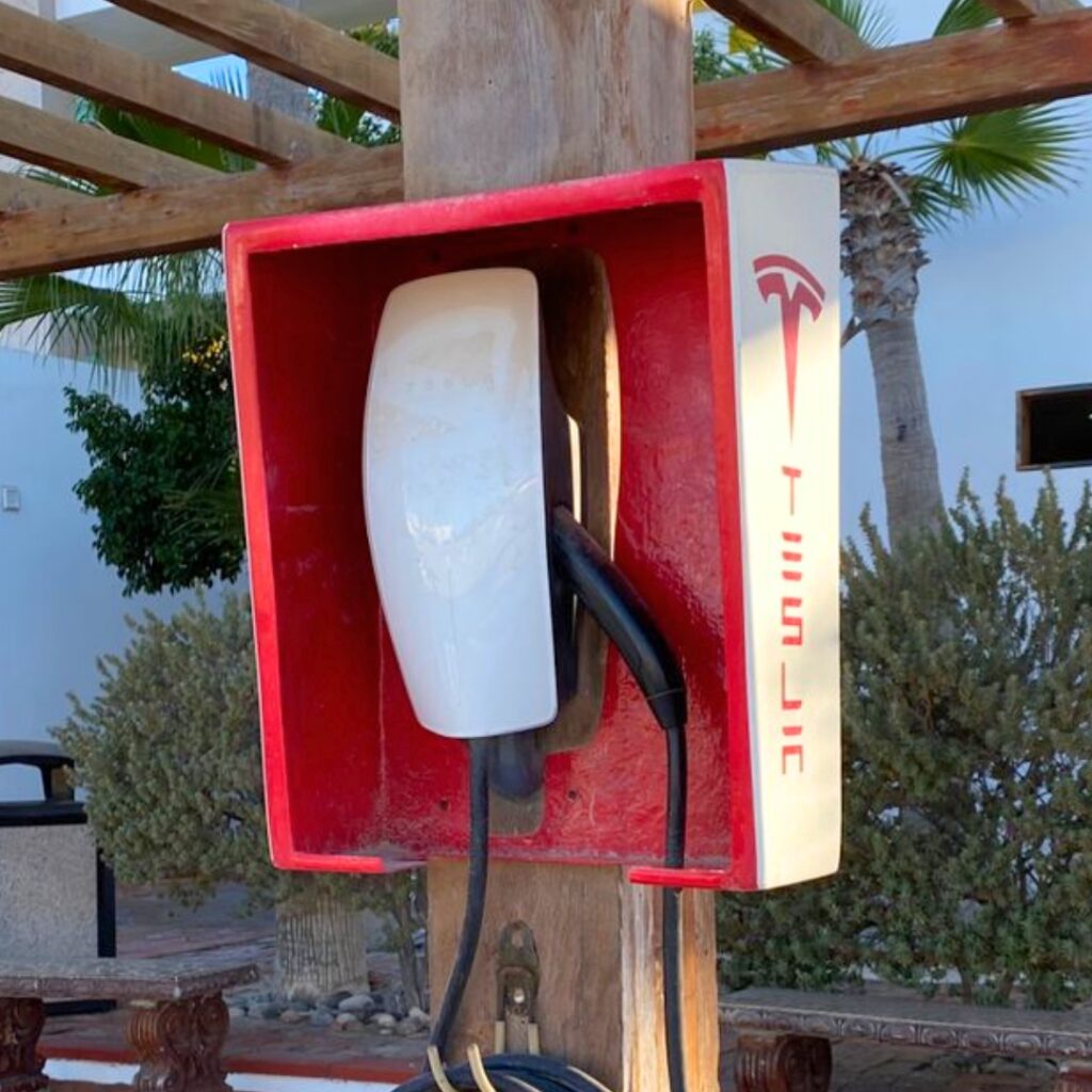 Tesla electric vehicle charger at Playa Bonita Resort in Rocky Point