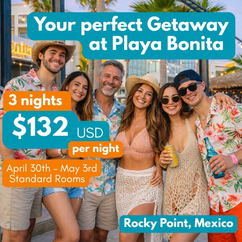 Promo getaway from the everyday at Playa Bonita Resort in Rocky Point, Puerto Peñasco – beach vacation deal