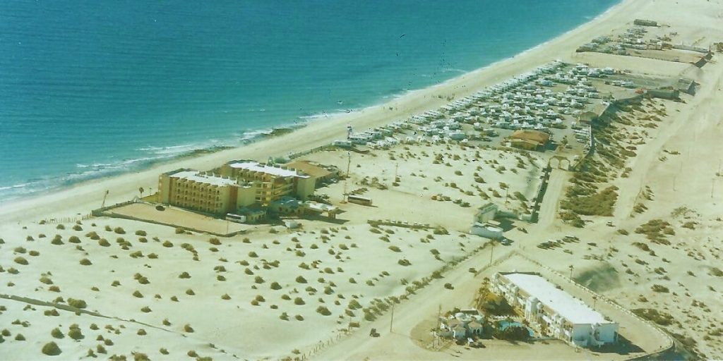 Aerial view of Playa Bonita Resort on Sandy Beach in Rocky Point during the early 2000s