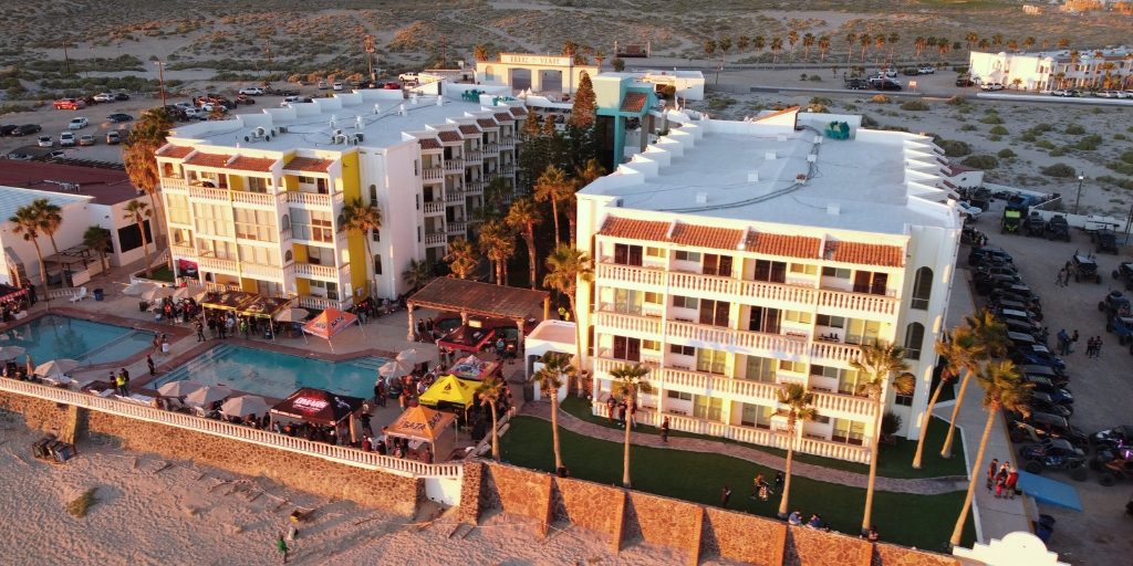 Aerial view of Playa Bonita Resort on Sandy Beach in Rocky Point during the 2010s renovation period
